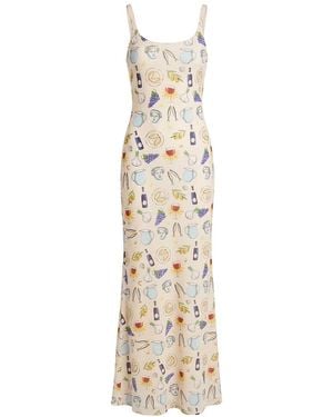 Another Girl Cream Euro Summer Print Mesh Maxi Dress - Metallic
