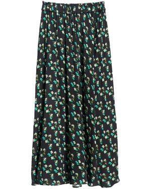 Lost Pattern Beach Blossom Satin Midi Skirt - Green