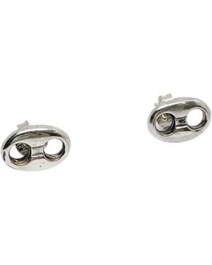 Tg-Jewellery by Tamara Gervasio Hand-Carved Sterling Stud Earrings – Anchor Link Design - Metallic