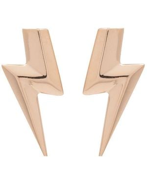 Edge Only 3D Flat Top Lightning Bolt Earrings 18Ct Vermeil - White