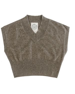 Zenzee Cashmere Cropped Jumper Vest - Grey