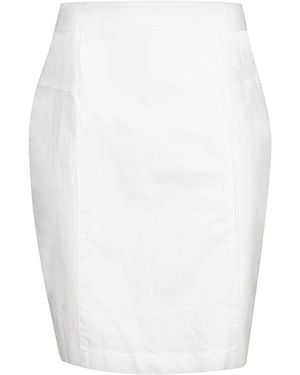 Conquista Chic Cotton-Elastane Pencil Skirt With Decorative Stitching & Hidden Zipper - White