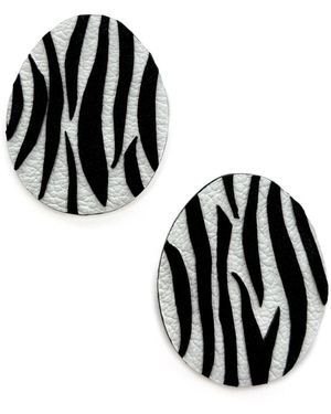 WAIWAI Zebra Pattern Leather Earrings - Black