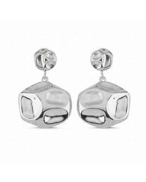LINYA JEWELLERY Lora Dangle Round Amorphous Earring - Metallic