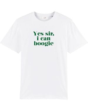 Fanclub Yes Sir I Can Boogie Oversized Retro Slogan T-Shirt - White
