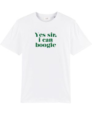 Fanclub Yes Sir I Can Boogie Oversized Retro Slogan T-Shirt - White