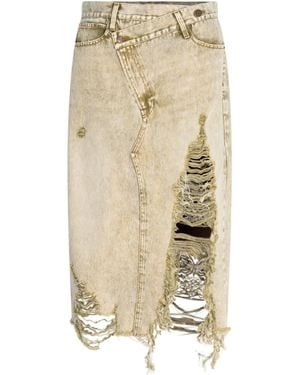 Circular Path Neutrals Cross Over Midi Skirt - Natural