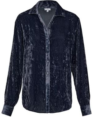 At Last Silk Velvet Karen Shirt - Blue