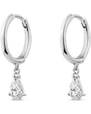 SALLY SKOUFIS Pure Drop Alchemy Huggie Earrings With Made Cz Diamond Stimulant - White