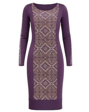 Conquista Stretch Boat Neck Dress - Purple