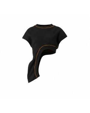 Gao Republic Tank Top Fitted Asymmetric Panelled Jersey - Black