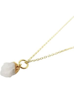Harfi Raw Moonstone Plated June Birthstone Necklace - Metallic