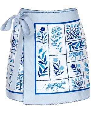 Jessie Zhao New York Swim Cover Up Skirt- Garden - Blue