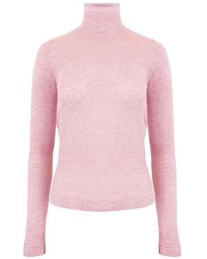 Theo the Label Nomia Sheer Knit Turtleneck - Pink