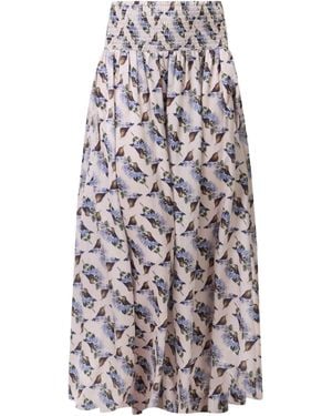 Traffic People Neutrals Hummingbird Cream And Bird Print Aurora Maxi Skirt - Gray