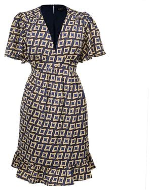 Smart and Joy Fit-And-Flare Graphic Print Short Dress - Black