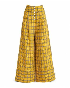 Julia Allert Button Front Palazzo Trousers - Yellow