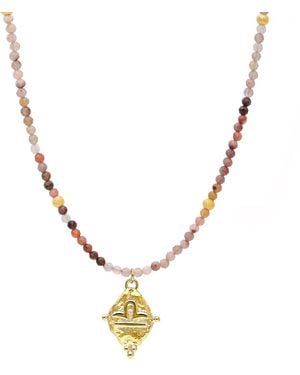 Seven Saints Libra Gemstone Choker Necklace, Multi-coloured Opal, Plated - Metallic