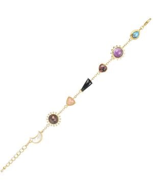 Lila Rasa Multi-Stone 7 Healing Gem-Stones Bracelet - Metallic
