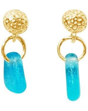 Glassy Havdråbe Earrings - Blue