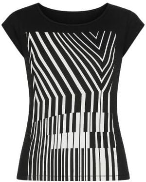 Conquista Geometric Print Top - Black