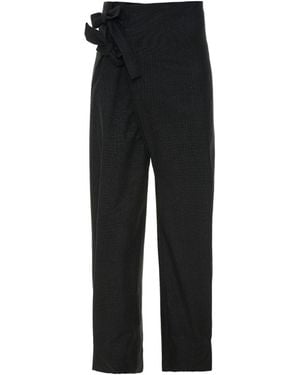MOE Chequered Wool Trousers - Black
