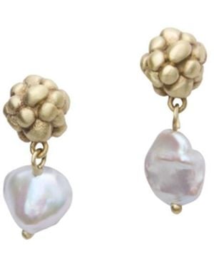 Zeworks Karr Mini Pearl Earrings - Metallic