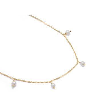 Jovonna London Kara Pearl Drop Adjustable Necklace - Metallic