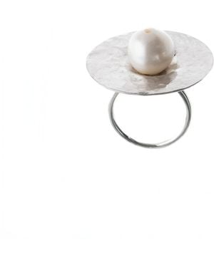 Silver Moon Pearl Sterling Ring – Moonprint - Metallic