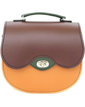 Zatchels Handmade Leather Crossbody Twist Lock Saddle Bag - Brown
