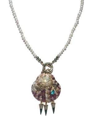 Babaloo Neutrals Tidal Shell And Pearl Necklace - Metallic