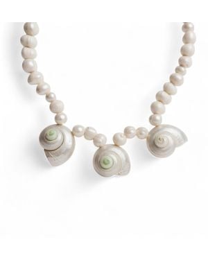 Martina Rozenberg Smira Jewelry Neutrals Shell Pearl Necklace - Metallic