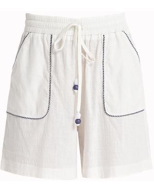 Lalipop Design Relaxed Cotton Drawstring Shorts - White