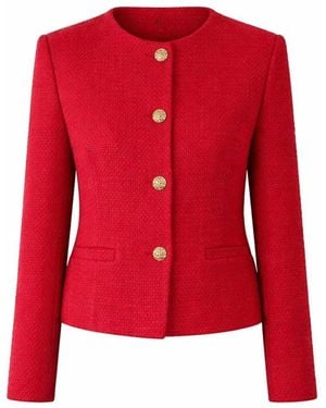 Nuvv Collection Casual Tweed Buttoned Jacket - Red