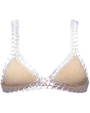 Luxsea Swimwear Anguilla Lurex Crochet Triangle Bikini Top - Natural