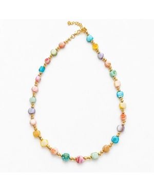 Nuvv Collection Pastel Mosaic Beaded Choker Necklace - Metallic
