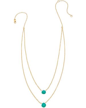 Heather Hawkins Jewelry Two Tiny Gemstones Drape Necklace - Metallic
