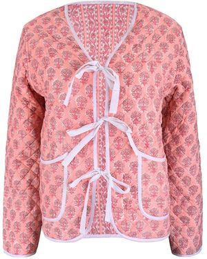 Echo of Pink Fleur Reversible Hand Block Print Cotton Jacket - Pink