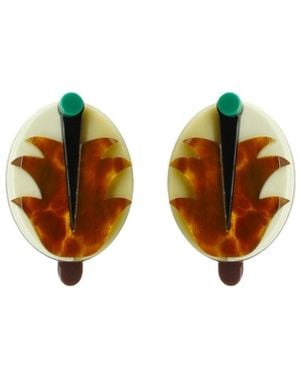 Gissa Bicalho Neutrals Handmade Acrylic Earring Short Alecrim Cream - White