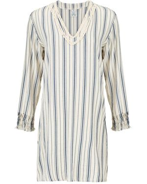 Boutique Kaotique Moroccan Beach Cover Up Dress Kaftan Stripes - White