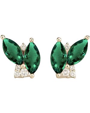 Juvetti Vento Marquise Emerald & Diamond Cluster Stud Earrings - Green