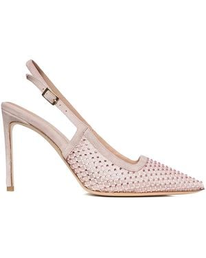 Ginissima Iana Suede-Mesh Shoes With Sparkling Decorations - Pink