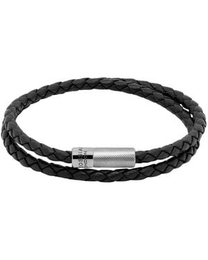 Tateossian Pop Rigato Double Wrap Leather Bracelet - Black