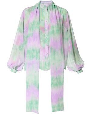 AGGI by HALEWSKI Loretta Mint Long Sleeve Chiffon Shirt - Multicolour
