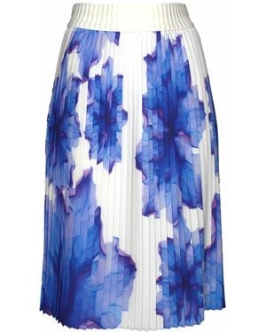 Lalipop Design Floral-Print Elasticated-Waist Pleated Recycled Fabric Midi Skirt - Blue