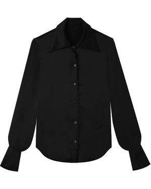 Silkinc Wide Collar Silk Shirt - Black