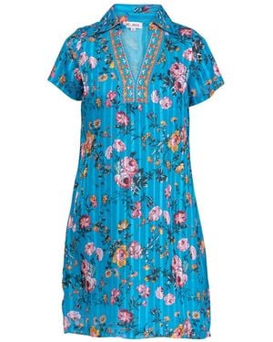 Niza Short Dress With Short Sleeves - Blue