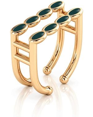 Linda Fiore Amalei Vermeil Ring With Dark Enamel - Metallic