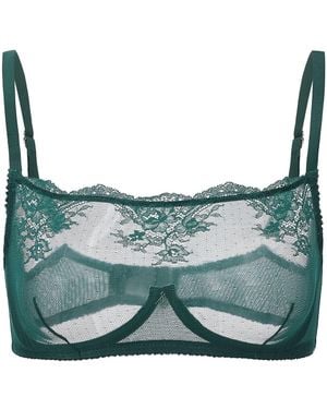 Amour D'agnette Kim High-Neck Sheer Lace Underwire Bra - Blue