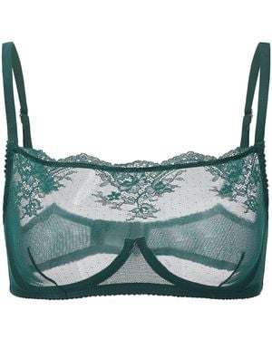 Amour D'agnette Kim High-Neck Sheer Lace Underwire Bra - Blue